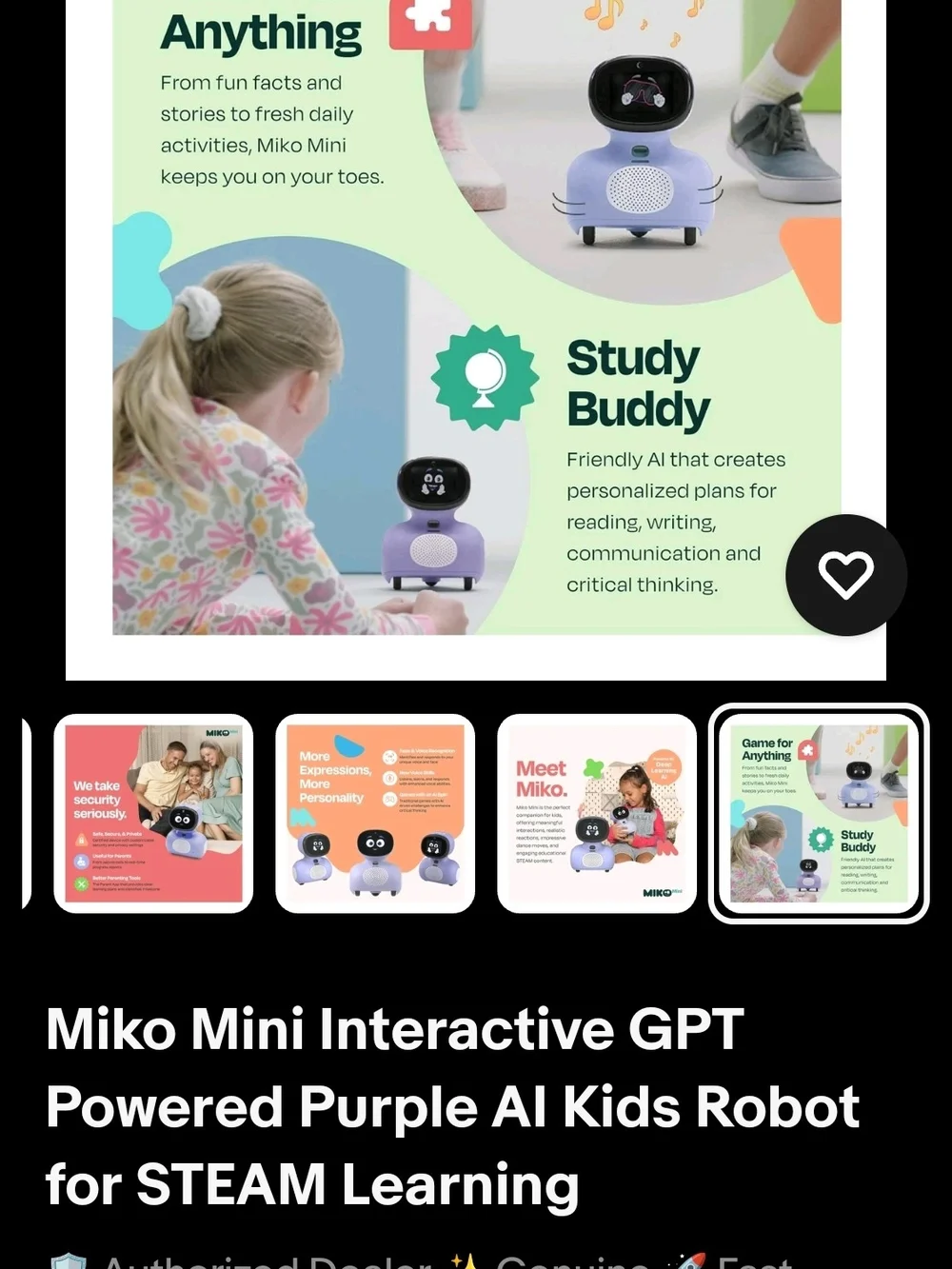 Miko Mini+ AI Powered Kid-Safe Robot